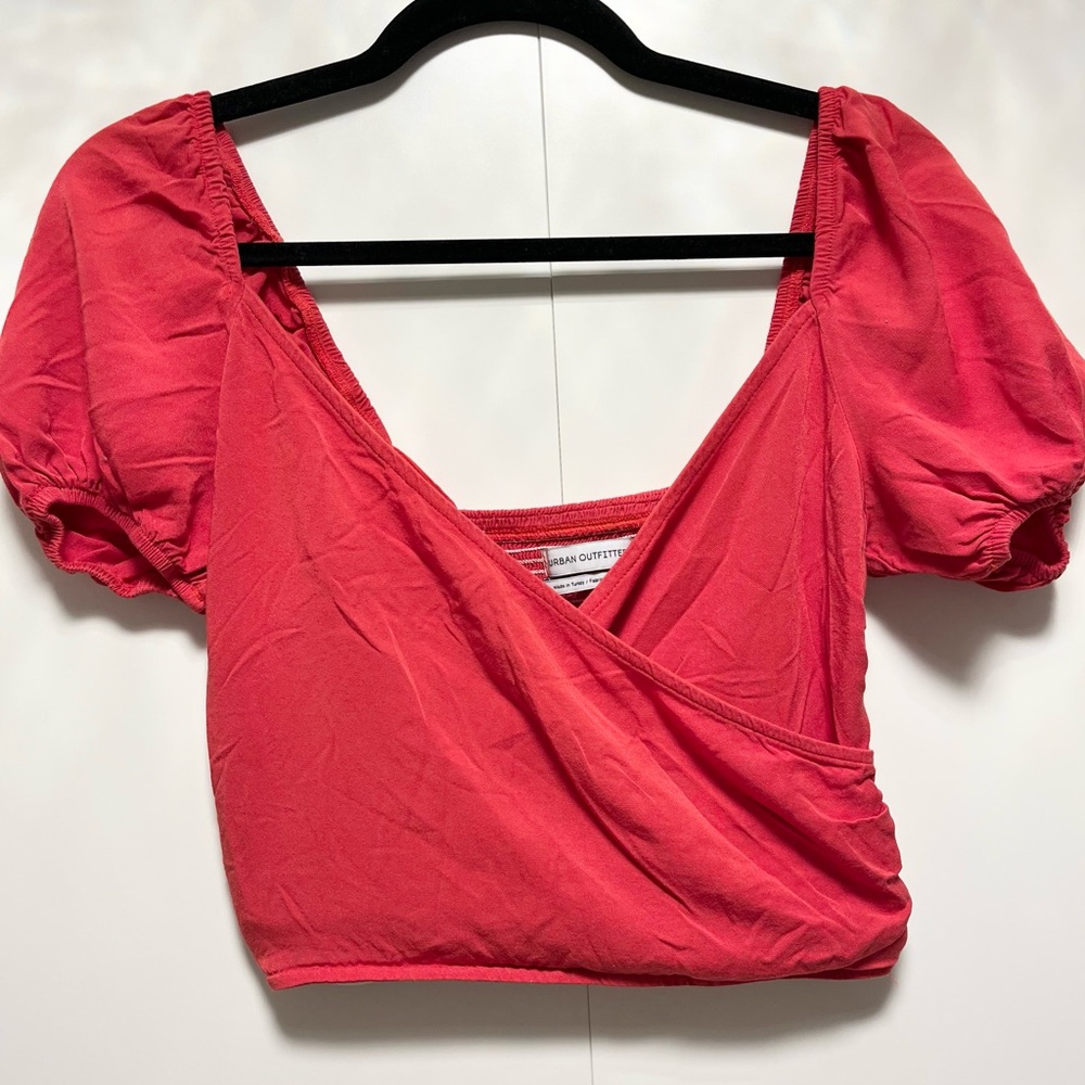 Red Urban Outfitters Faux Wrap Crop Top